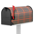 Blue Beige And Orange Glen Plaid Print Mailbox Cover