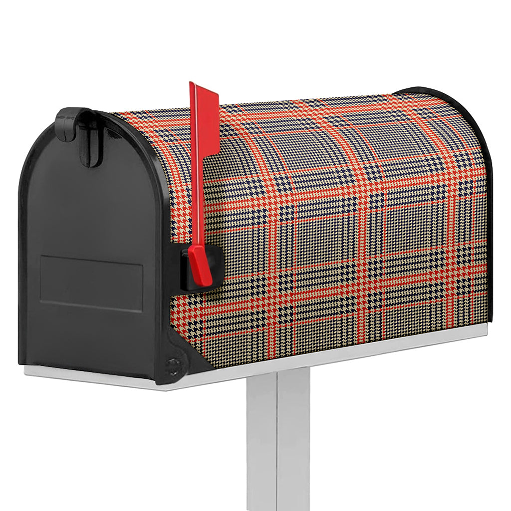 Blue Beige And Orange Glen Plaid Print Mailbox Cover