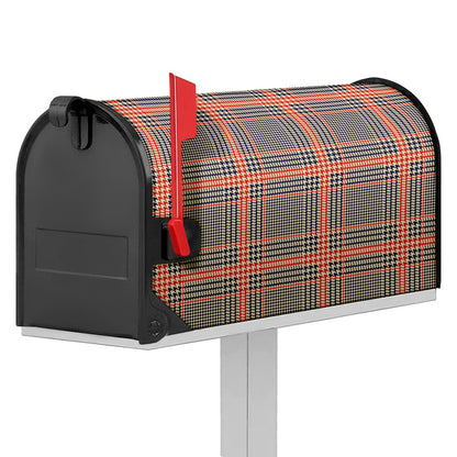 Blue Beige And Orange Glen Plaid Print Mailbox Cover