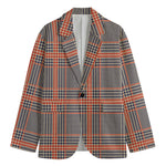 Blue Beige And Orange Glen Plaid Print Men's Blazer