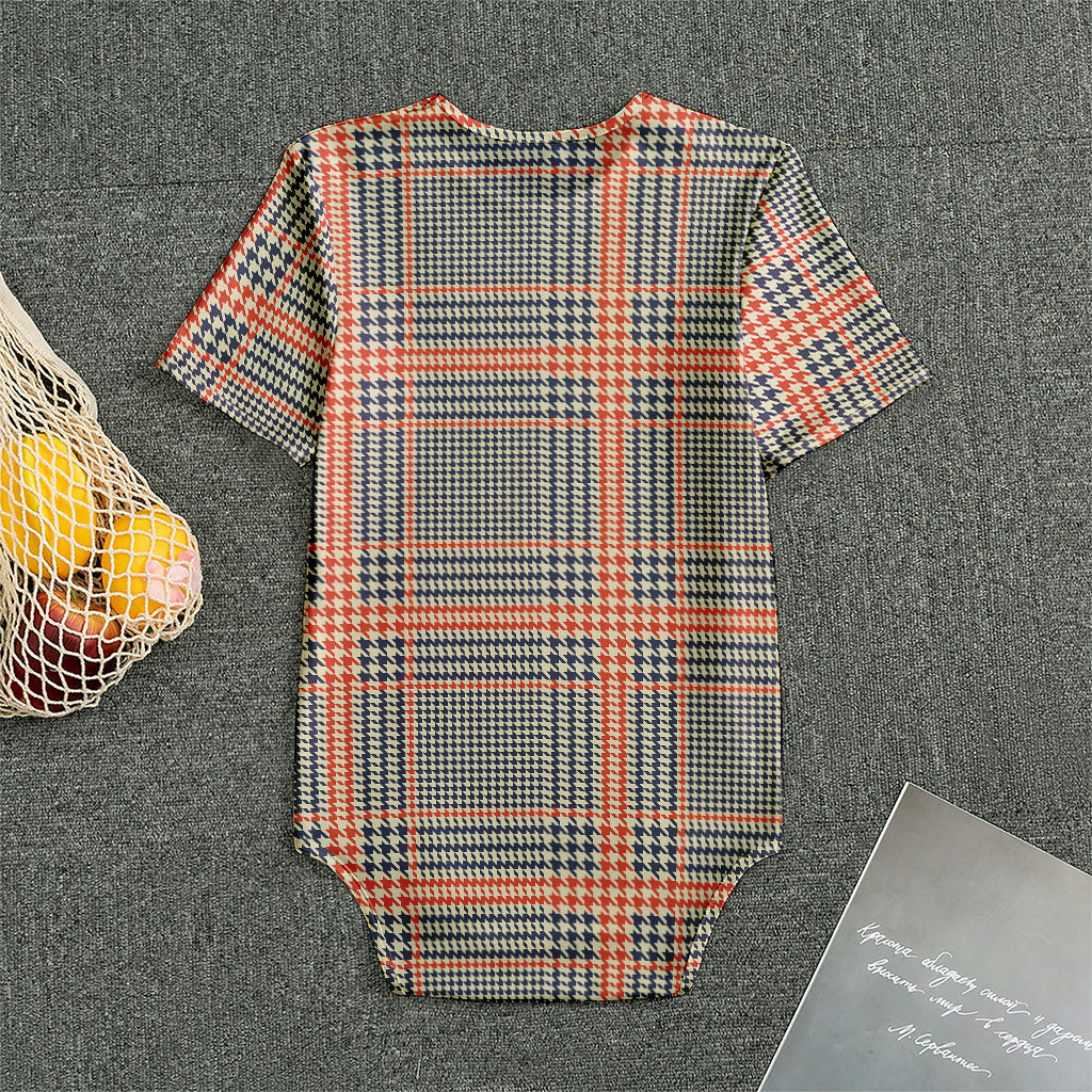 Blue Beige And Orange Glen Plaid Print Men's Bodysuit