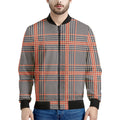 Blue Beige And Orange Glen Plaid Print Men's Bomber Jacket