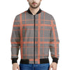 Blue Beige And Orange Glen Plaid Print Men's Bomber Jacket