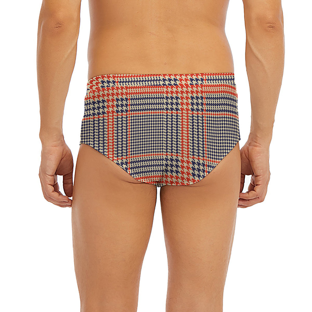 Blue Beige And Orange Glen Plaid Print Men's Briefs