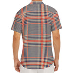 Blue Beige And Orange Glen Plaid Print Men's Deep V-Neck Shirt