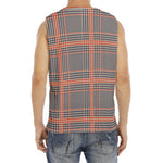Blue Beige And Orange Glen Plaid Print Men's Fitness Tank Top