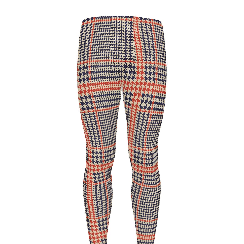 Blue Beige And Orange Glen Plaid Print Men's leggings