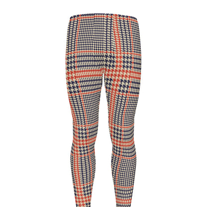 Blue Beige And Orange Glen Plaid Print Men's leggings