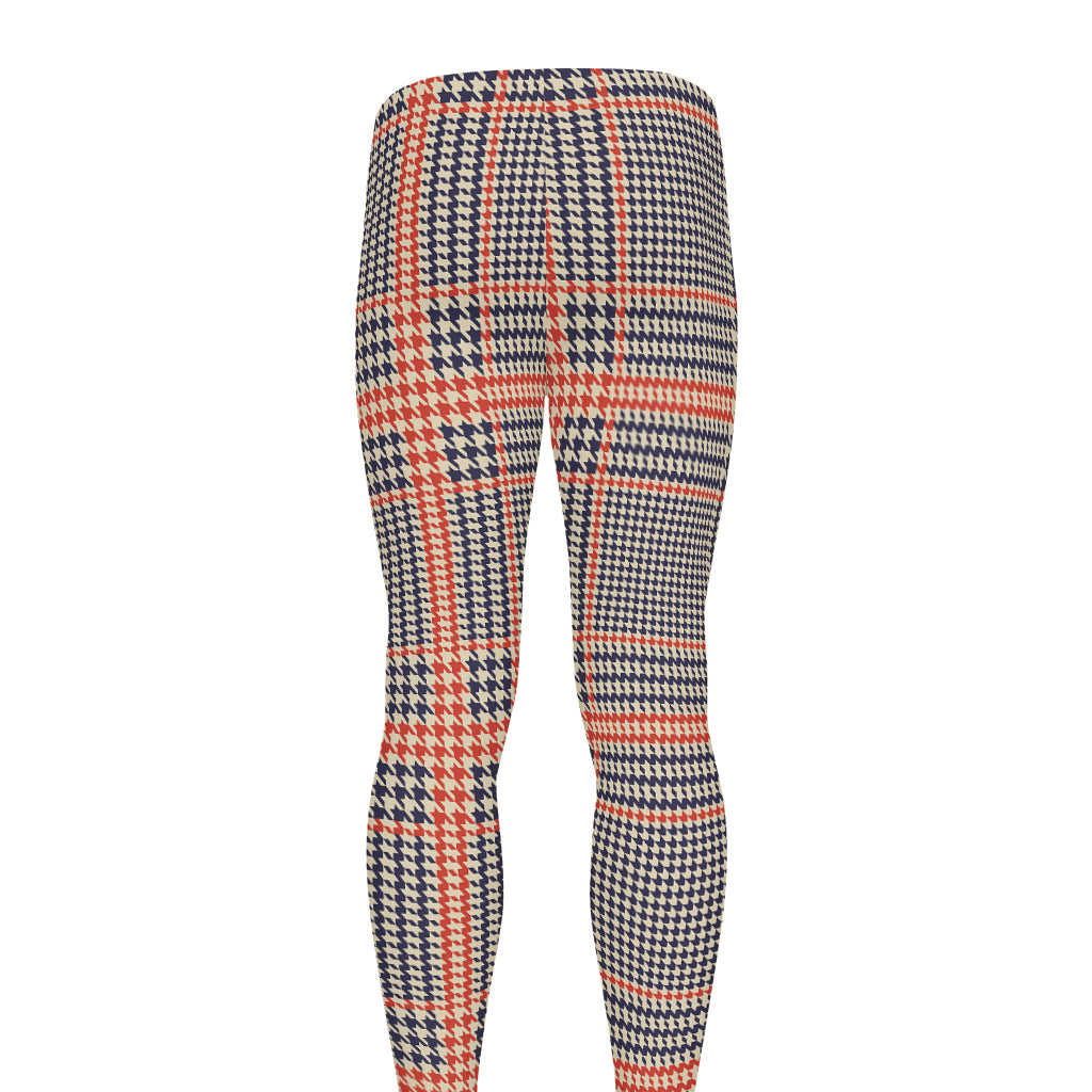 Blue Beige And Orange Glen Plaid Print Men's leggings