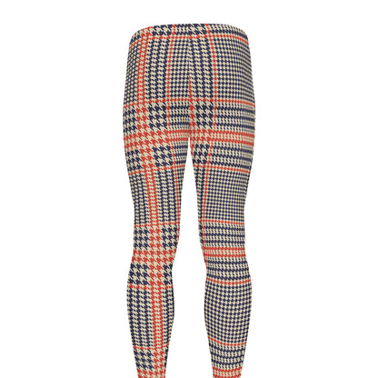Blue Beige And Orange Glen Plaid Print Men's leggings