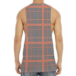 Blue Beige And Orange Glen Plaid Print Men's Muscle Tank Top