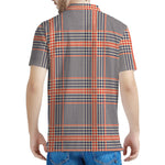Blue Beige And Orange Glen Plaid Print Men's Polo Shirt