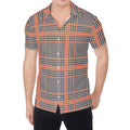 Blue Beige And Orange Glen Plaid Print Men's Shirt