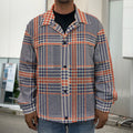 Blue Beige And Orange Glen Plaid Print Men's Shirt Jacket