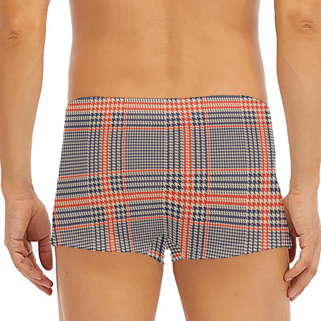 Blue Beige And Orange Glen Plaid Print Men's Short Boxer Briefs