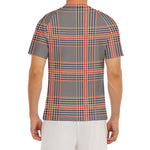 Blue Beige And Orange Glen Plaid Print Men's Short Sleeve Rash Guard