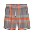 Blue Beige And Orange Glen Plaid Print Men's Athletic Shorts