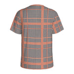 Blue Beige And Orange Glen Plaid Print Men's Sports T-Shirt