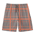 Blue Beige And Orange Glen Plaid Print Men's Swim Trunks