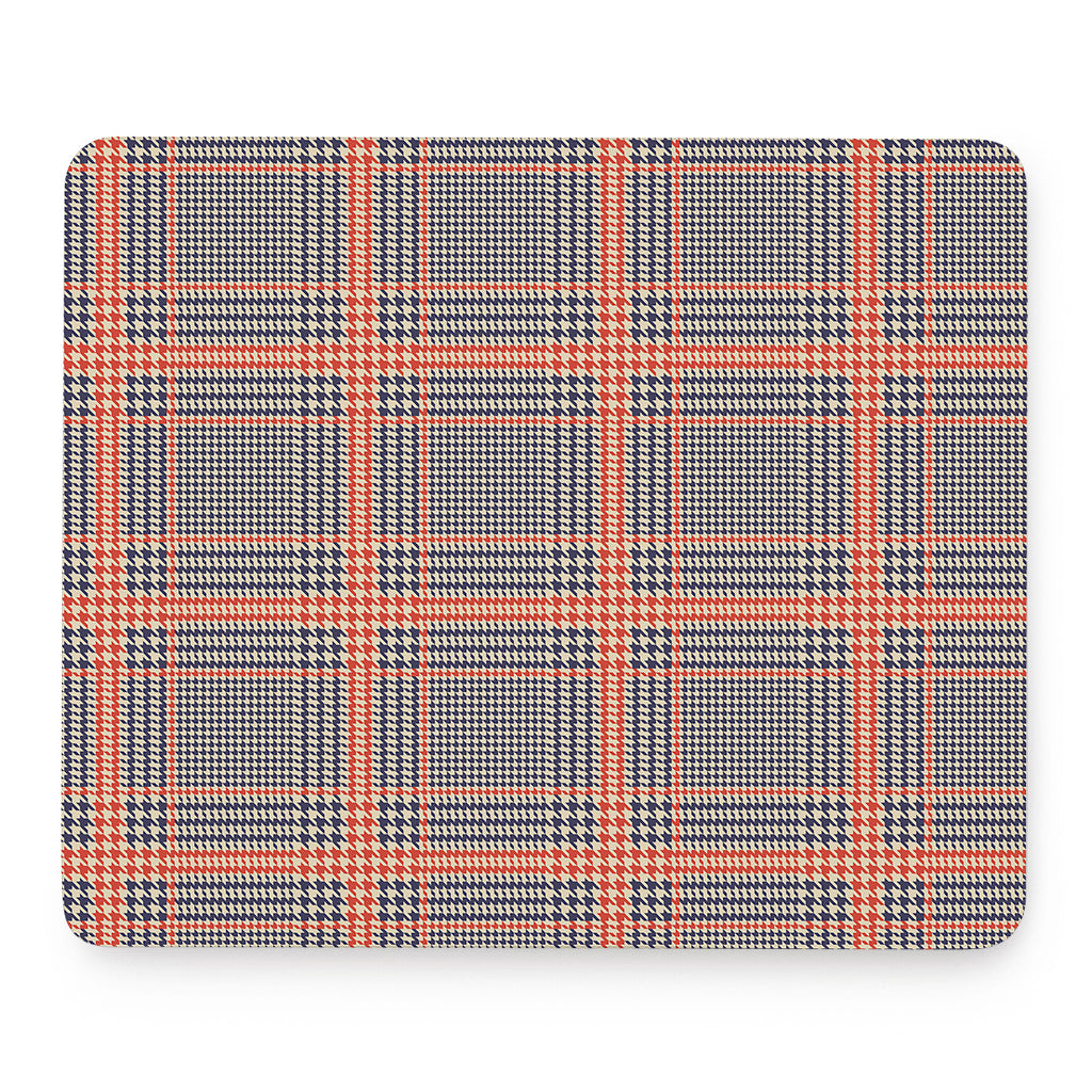 Blue Beige And Orange Glen Plaid Print Mouse Pad