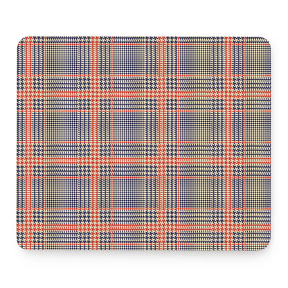 Blue Beige And Orange Glen Plaid Print Mouse Pad