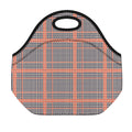 Blue Beige And Orange Glen Plaid Print Neoprene Lunch Bag