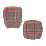 Blue Beige And Orange Glen Plaid Print Office Chair Cover