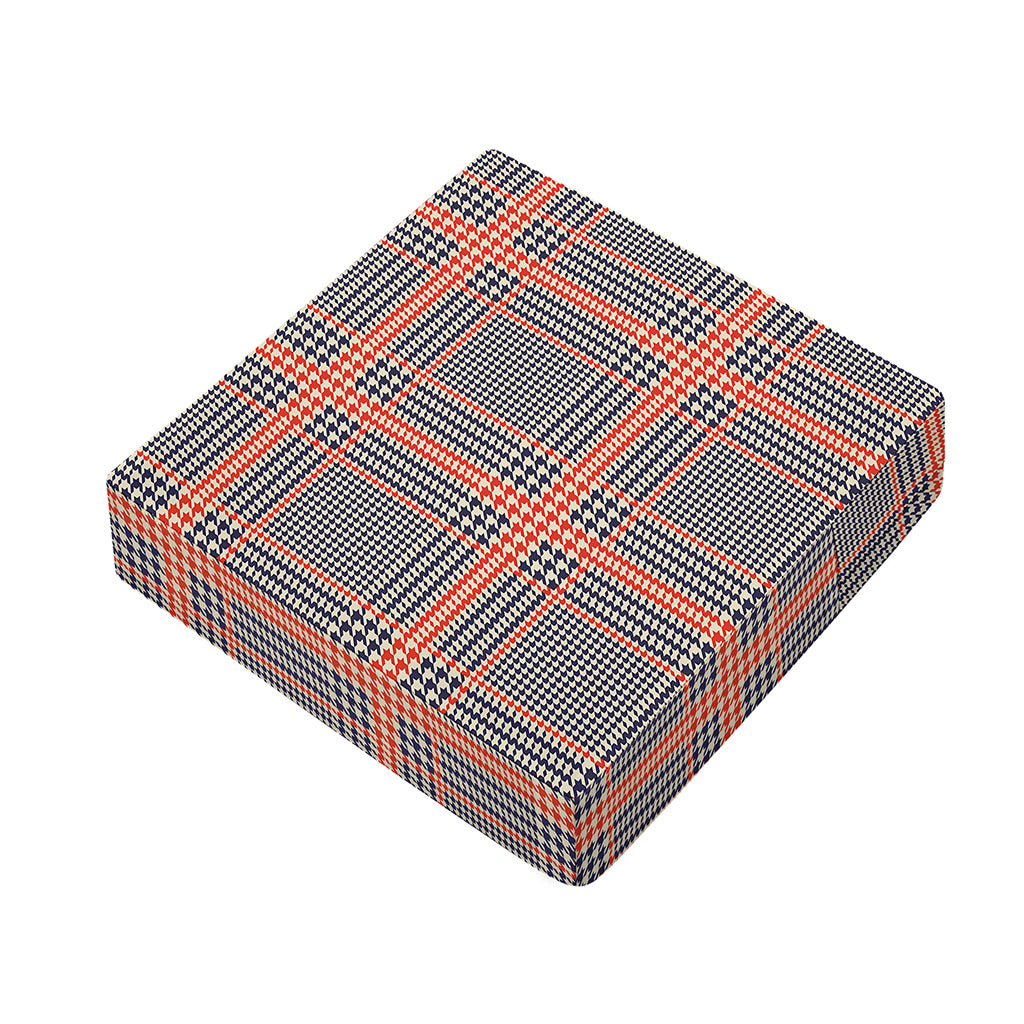 Blue Beige And Orange Glen Plaid Print Outdoor Seat Cushion Cover