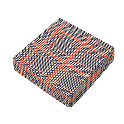 Blue Beige And Orange Glen Plaid Print Outdoor Seat Cushion Cover