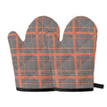 Blue Beige And Orange Glen Plaid Print Oven Mitts
