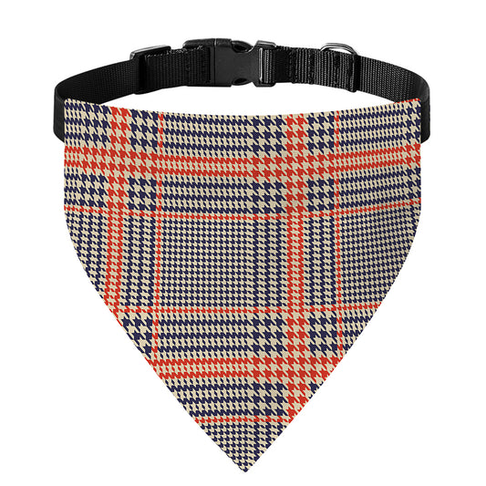 Blue Beige And Orange Glen Plaid Print Over The Collar Dog Bandana