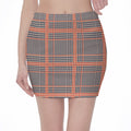 Blue Beige And Orange Glen Plaid Print Pencil Mini Skirt