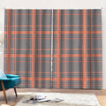 Blue Beige And Orange Glen Plaid Print Pencil Pleat Curtains