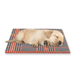 Blue Beige And Orange Glen Plaid Print Pet Cooling Mat Cover