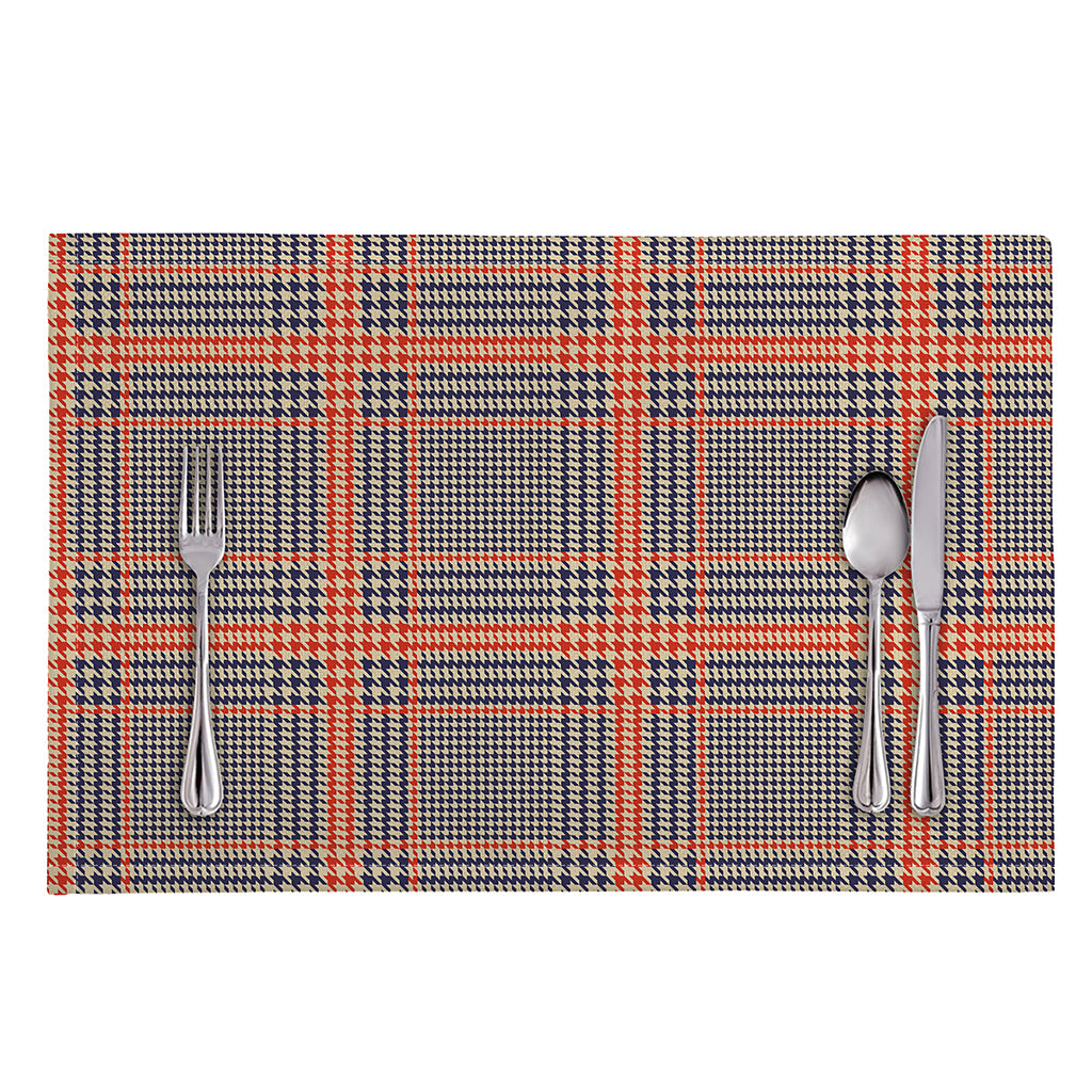 Blue Beige And Orange Glen Plaid Print Placemat