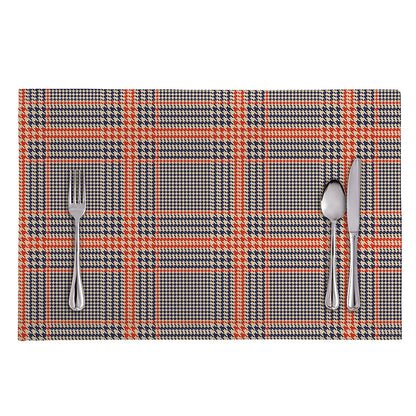 Blue Beige And Orange Glen Plaid Print Placemat
