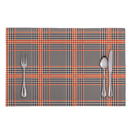 Blue Beige And Orange Glen Plaid Print Placemat