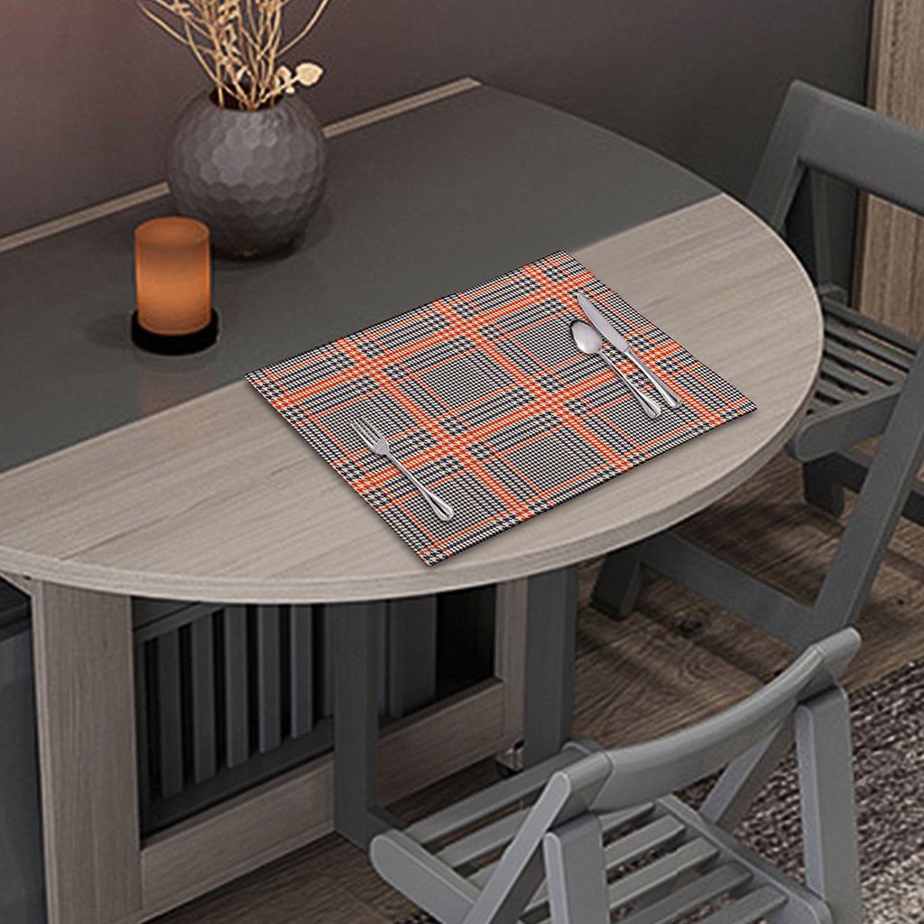 Blue Beige And Orange Glen Plaid Print Placemat