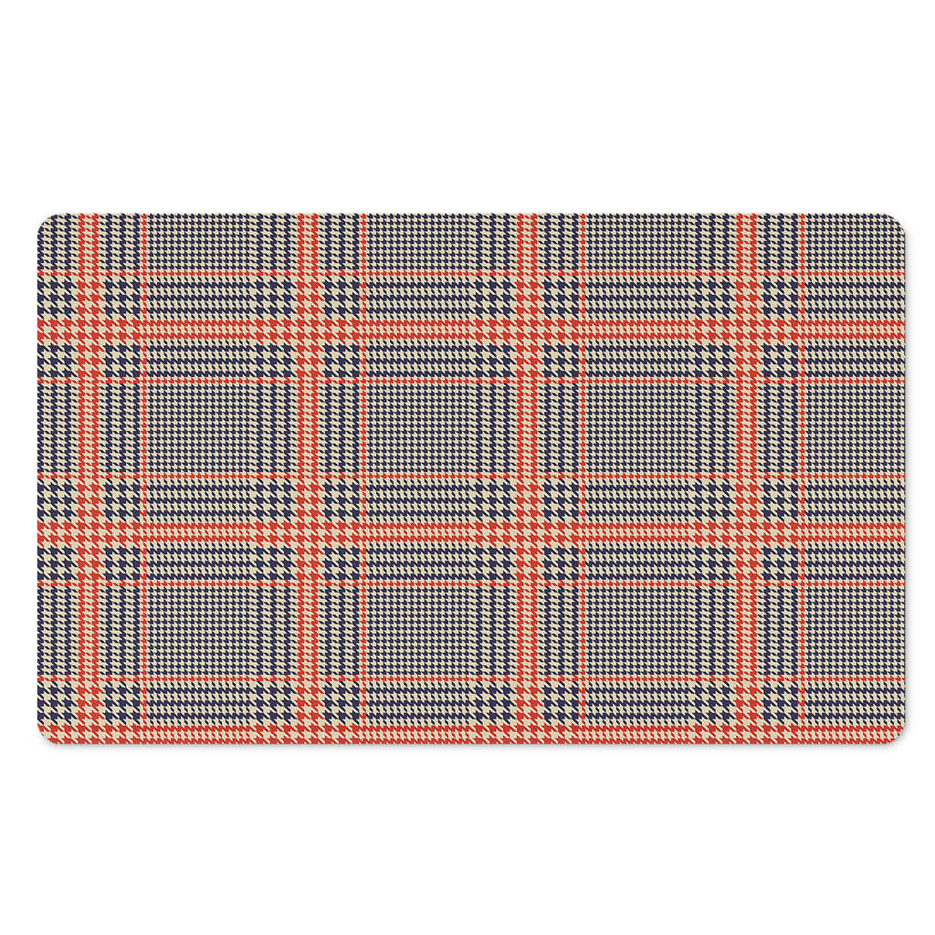 Blue Beige And Orange Glen Plaid Print Polyester Doormat