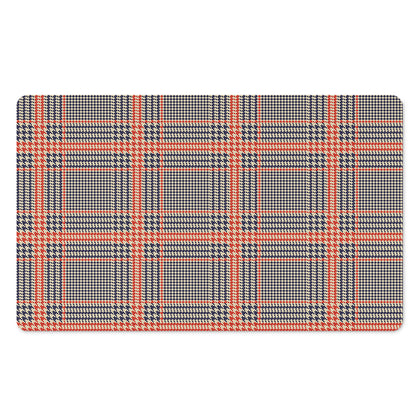Blue Beige And Orange Glen Plaid Print Polyester Doormat