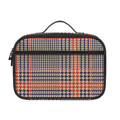 Blue Beige And Orange Glen Plaid Print Portable Lunch Bag