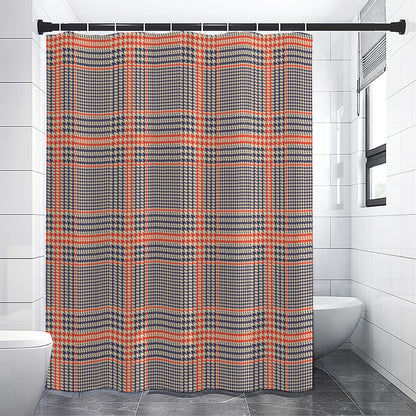 Blue Beige And Orange Glen Plaid Print Premium Shower Curtain