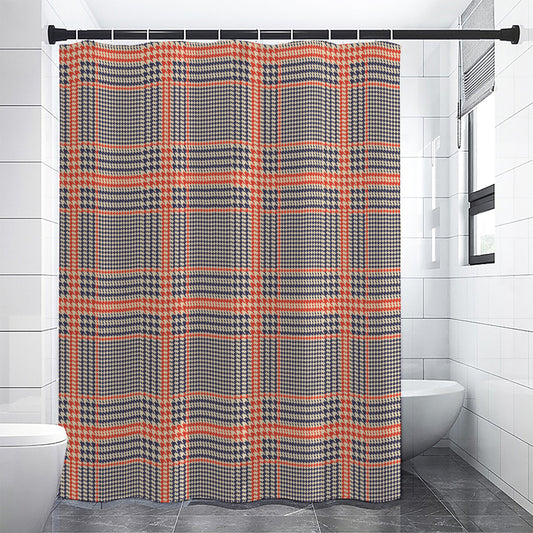 Blue Beige And Orange Glen Plaid Print Premium Shower Curtain