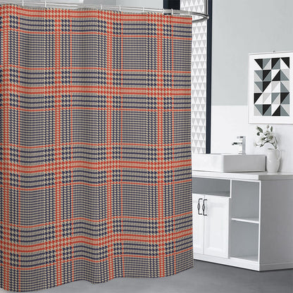 Blue Beige And Orange Glen Plaid Print Premium Shower Curtain