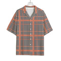Blue Beige And Orange Glen Plaid Print Rayon Hawaiian Shirt