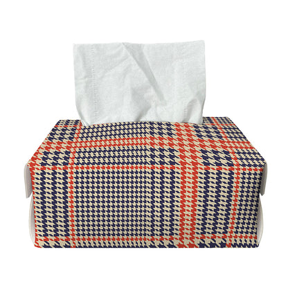 Blue Beige And Orange Glen Plaid Print Rectangle Tissue Box Cover