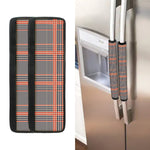 Blue Beige And Orange Glen Plaid Print Refrigerator Handle Covers