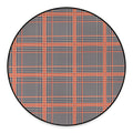 Blue Beige And Orange Glen Plaid Print Round Floor Mat
