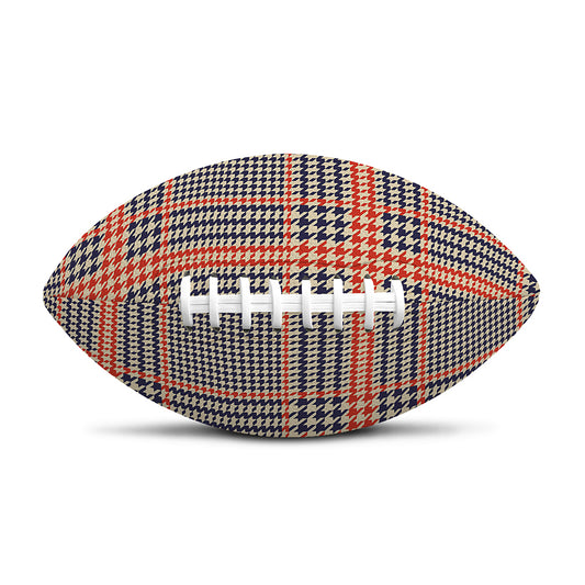 Blue Beige And Orange Glen Plaid Print Rugby Ball