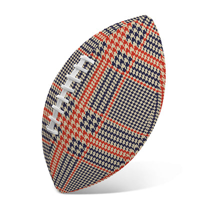 Blue Beige And Orange Glen Plaid Print Rugby Ball